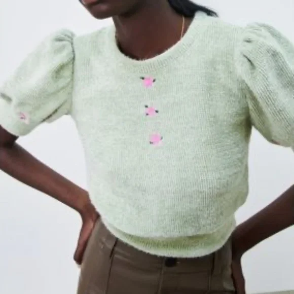 Womens Sweaters Zara Sweater With Puff Sleeves Zara Sweaters Zara